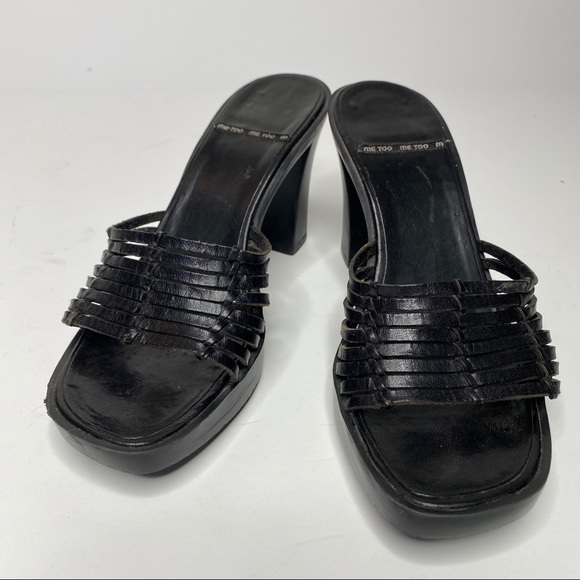 🍋 Me Too "Lauren" black Square toe heeled sandals - Picture 2 of 6